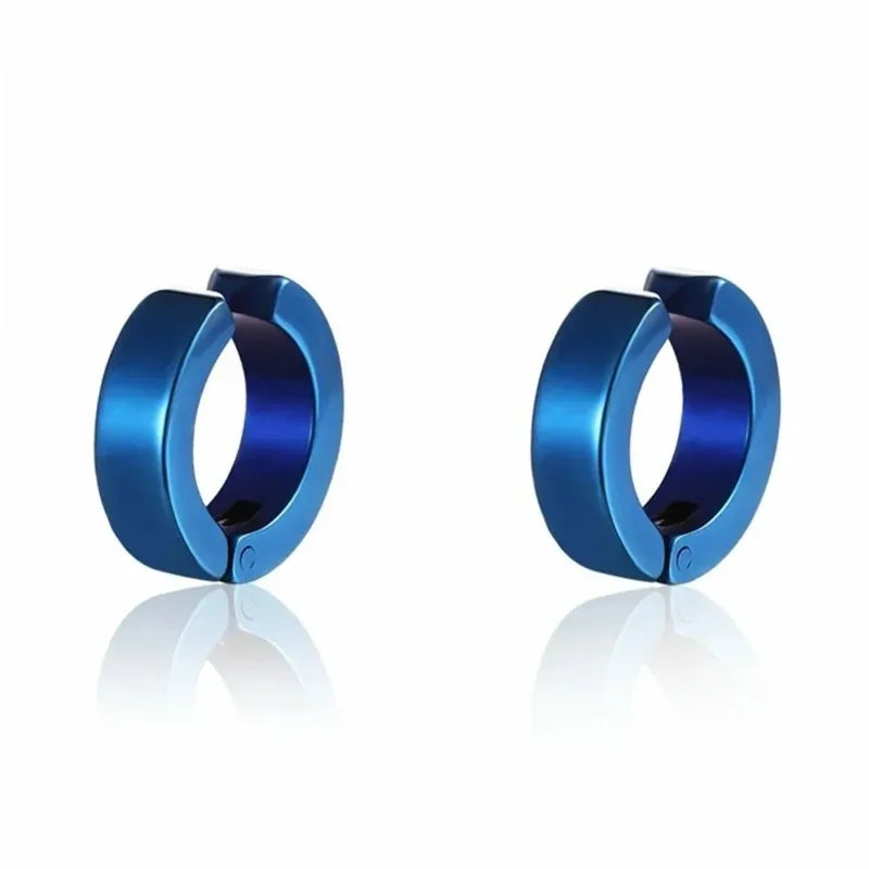 2pcs Punk Non Piercing Clip Earrings for Man Woman, Titanium Steel Stud Earrings Teens Hip Hop Style Ear Ring Jewelry Accessory