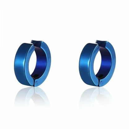2pcs Punk Non Piercing Clip Earrings for Man Woman, Titanium Steel Stud Earrings Teens Hip Hop Style Ear Ring Jewelry Accessory