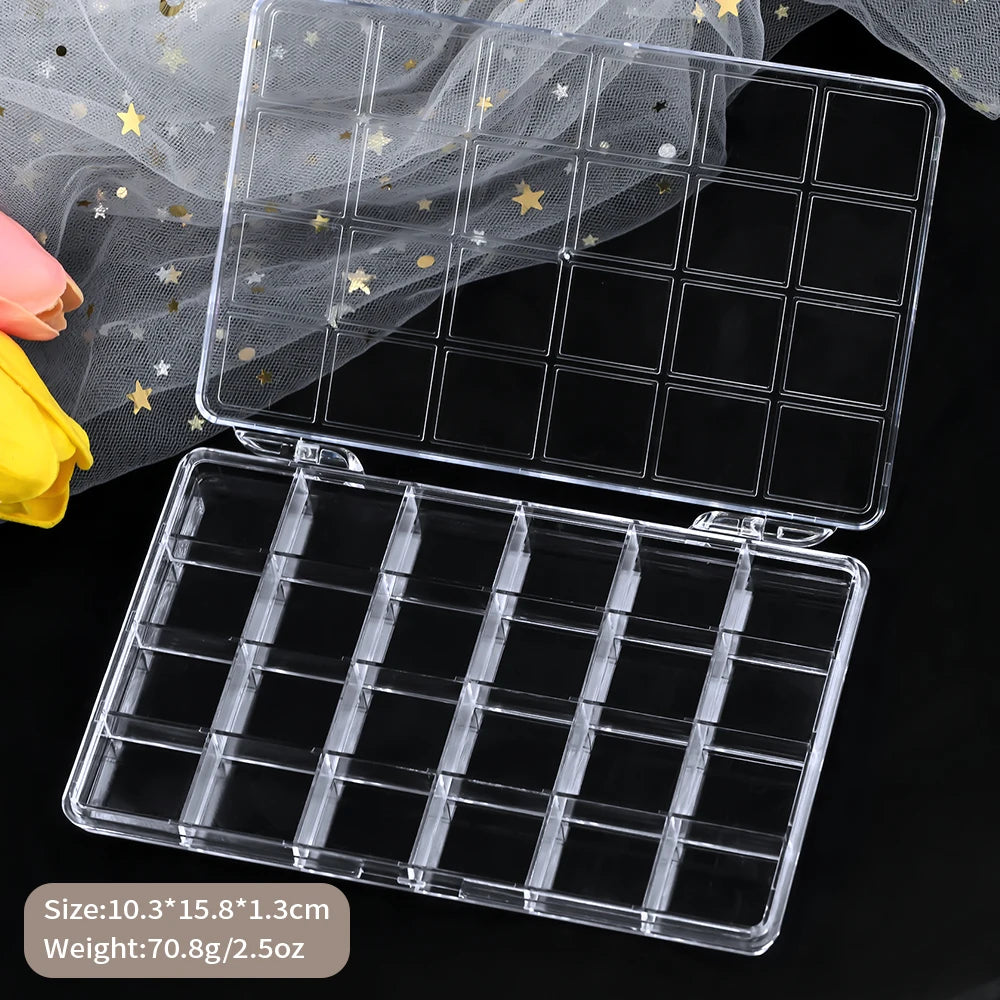 12/15/24Grids Empty Storage Box Clear For Nail Accessories Transparent Plastic Container For Jewelry Rhinestones Rectangle Case