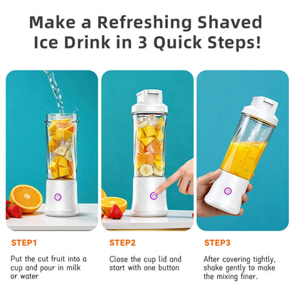 6 Blades Electric Juicer Cup 2 Cups For Travel Portable Juicer Mixer Usb Charge Fresh Fruit Juice Personal Blender Smoothie