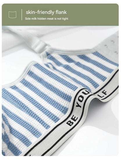 New Lightweight Breathable Maternity Breastfeeding Bra Made of Pure Cotton Gathered Anti Sagging Letter Stripe Women's Underwear