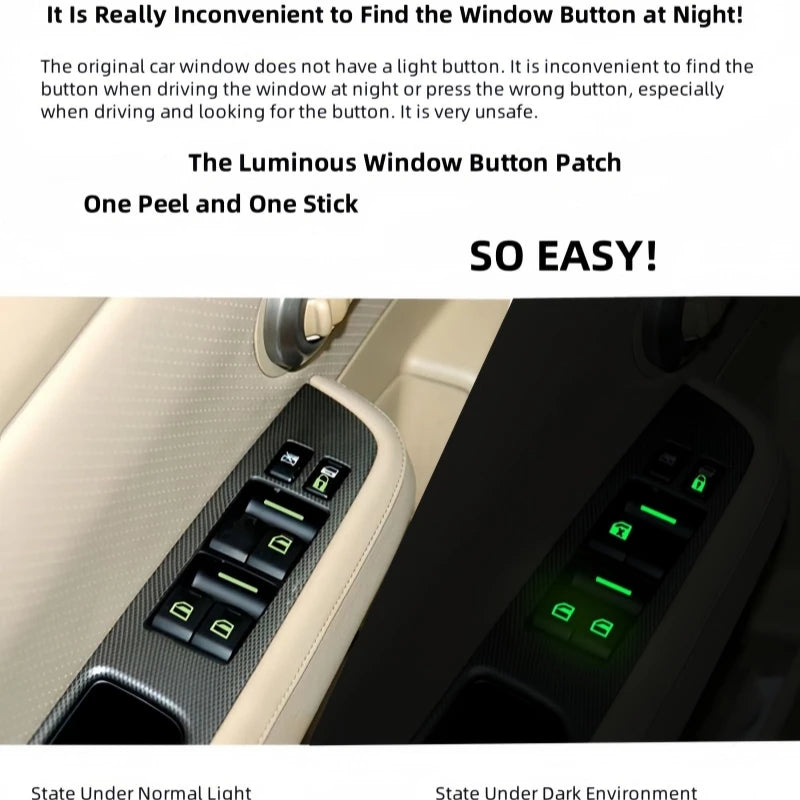 18Pcs/set Car Function Button Switch Button Fluorescent Stickers Waterproof Wear-resistant Car Interior Decoration Stickers