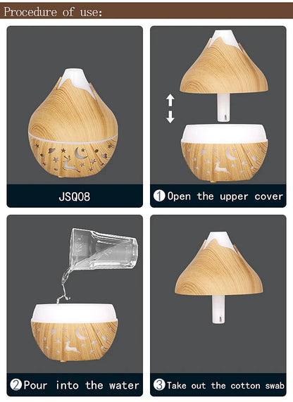 USB Ultrasonic Cool Mist Sprayer Essential Oil Fragrance 200ml Mini Home Wood Grain Air Humidifier Electric Air Aroma Diffuser