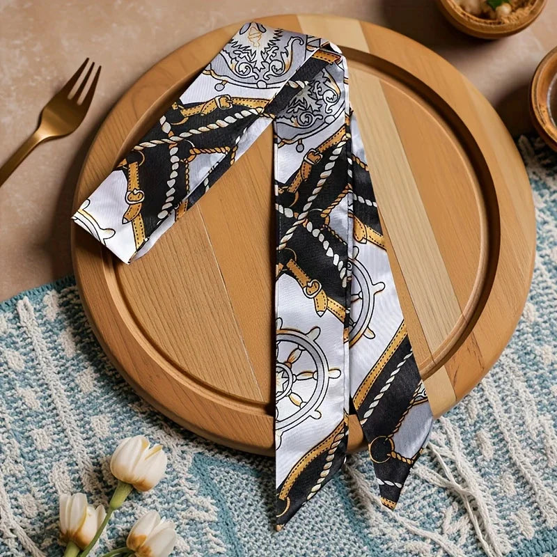 10Pcs Women’s Paisley Print Multi-Use Scarves Elegant Long Hairbands Neck Scarves & Bag Straps DIY Craft Hair Scarf Accessories