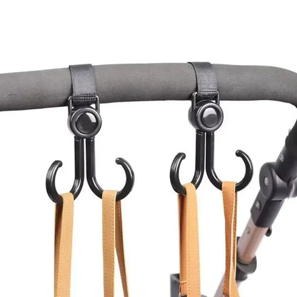 Double Hook Load-bearing Sturdy and Durable 360 Degree Rotating Adjustable Hook and Loop Fasteners Baby Stroller Accessories