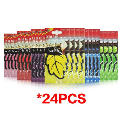 3-60pcs Car Air Freshener Natural Scented Tea Paper Auto Hanging Vanilla Perfume Fragrance Leaf Shape Car Accessories Interior