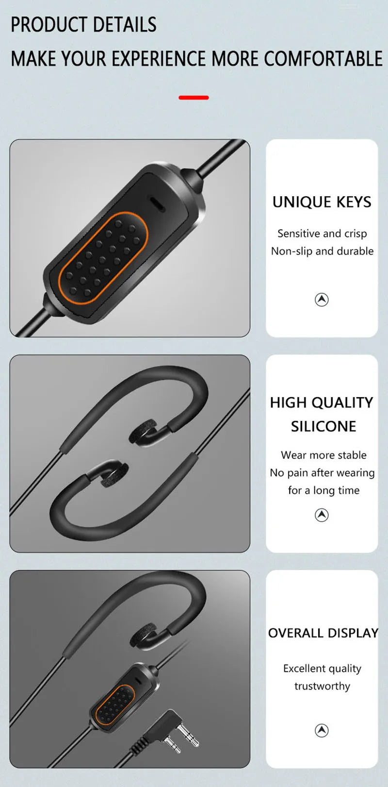 New Baofeng 780 Headset Mic earphone For BaoFeng UV-5R UV-5RH UV-21 PRO Quansheng UV-K6 Walkie Talkie Two Way Radio Accessories