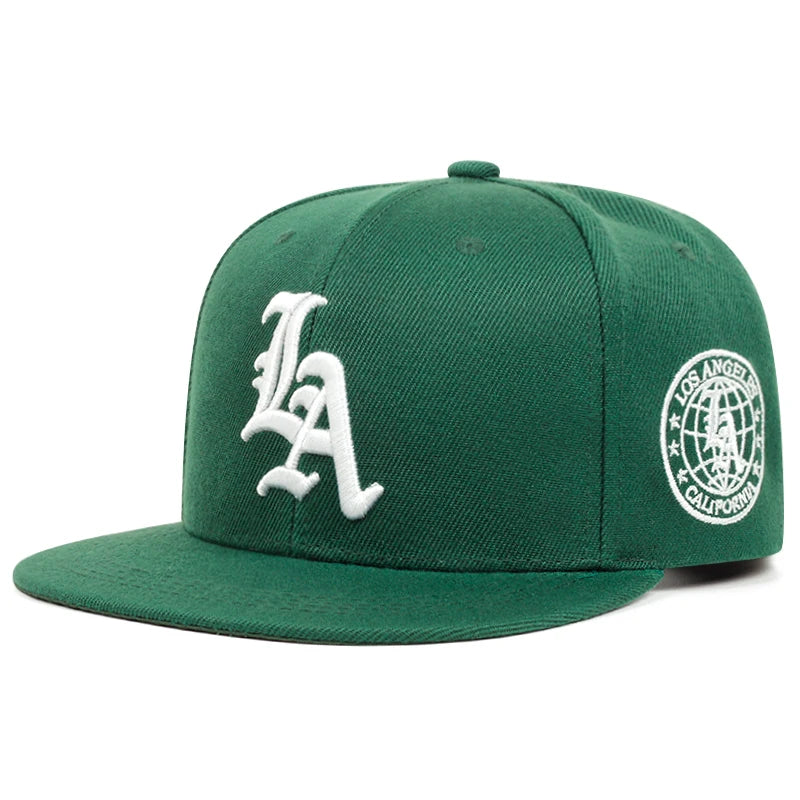 2025 New Los Ange Earth Letter Embroidered Cotton Flat Edge Hat Women Simple Baseball Hat Sunshade Hat Men's Outdoor HipHop Hat