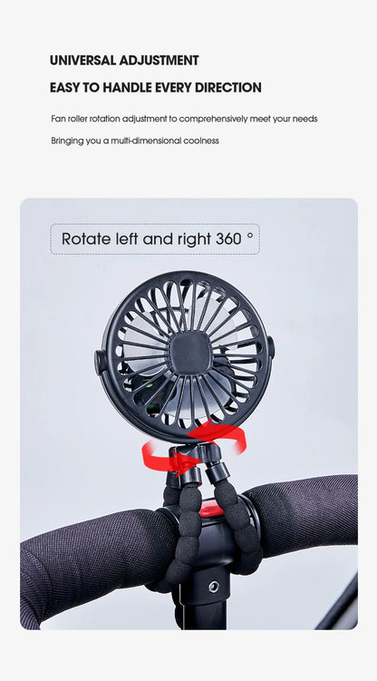 Portable USB Desktop Folding Fan,Outdoor Baby Stroller Handheld Fan, Summer Mute Small Multifunctional Octopus Mini Fan