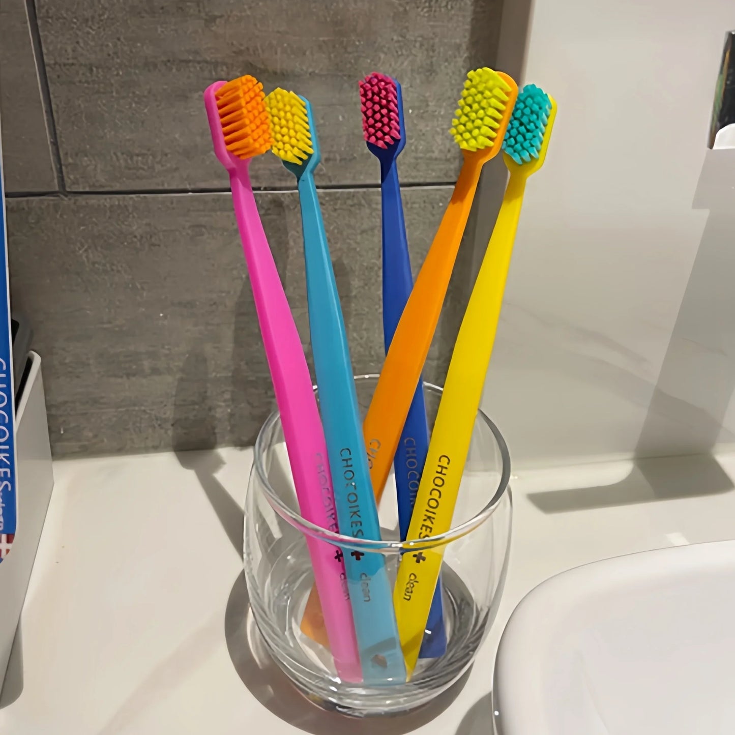 5 Packs of Chocolate Swiss Caring Soft Nylon Bristle Toothbrush Set, Ergonomic Handle, Ideal Choice for Travel and Hotels