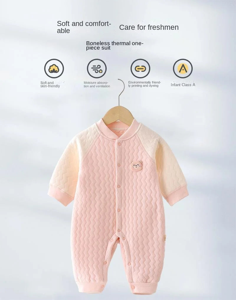 Baby Boneless Bodysuit Newborn Warm Romper Boys and Girls Cartoon Bodysuit Long Sleeve Climbing Suit