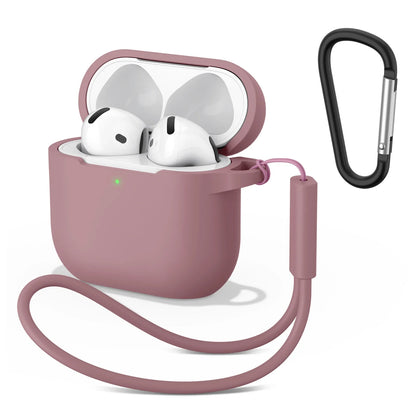 Soft Silicone Cases For Apple Airpods 4 Wireless Bluetooth Headset Cover For Air Pods 4 Protective Case With Lanyard Carabiner