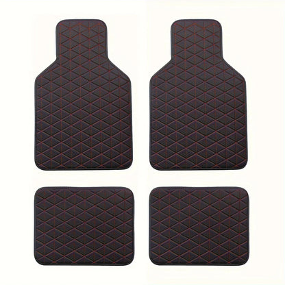 4-piece waterproof PU leather car floor mat - durable and fashionable, all-weather protection, easy to clean, enhances interior