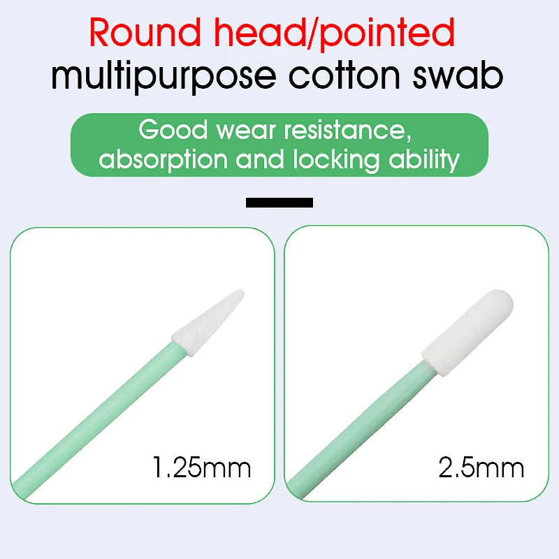 100PCS Fiber Optic Cleaning Sticks Fiber Optic Swabs For 1.25mm/2.5mm LC/SC/FC/ST Connectors Fiber Cleaning Rod FTTH Tool