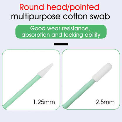 100PCS Fiber Optic Cleaning Sticks Fiber Optic Swabs For 1.25mm/2.5mm LC/SC/FC/ST Connectors Fiber Cleaning Rod FTTH Tool