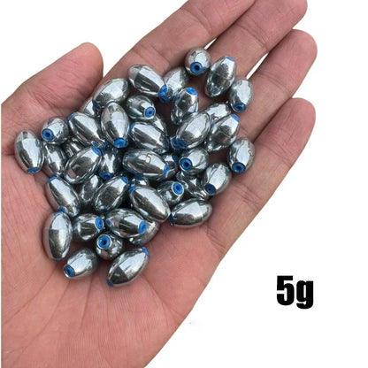 10pcs/Lot Alloy Hollow Olive Fishing Sinkers 3g/4g/5g/6g/7g/8g/9g/10g/12g/15g Carbon Steel Fishing Weights Fishing Accessories