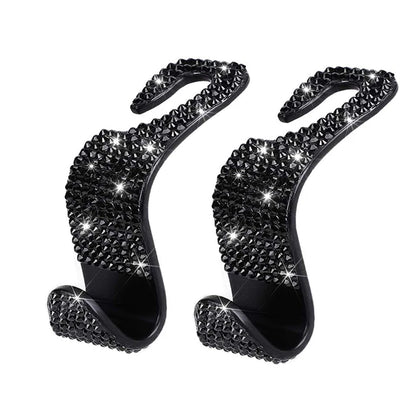 Rhinestone Decor Car Seat Back Hook Hanger Universal Bling Diamond Vehicle Auto Headrest Storage Holder Car Accessories