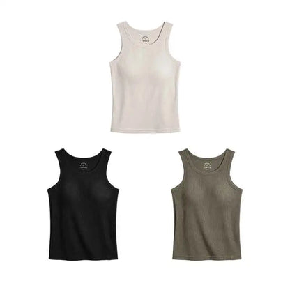 Maden Summer Sleeveless Knitted Tank Tops for Women Solid Color Casual Sports Vest Slim Fit Female Outer Wear Tops