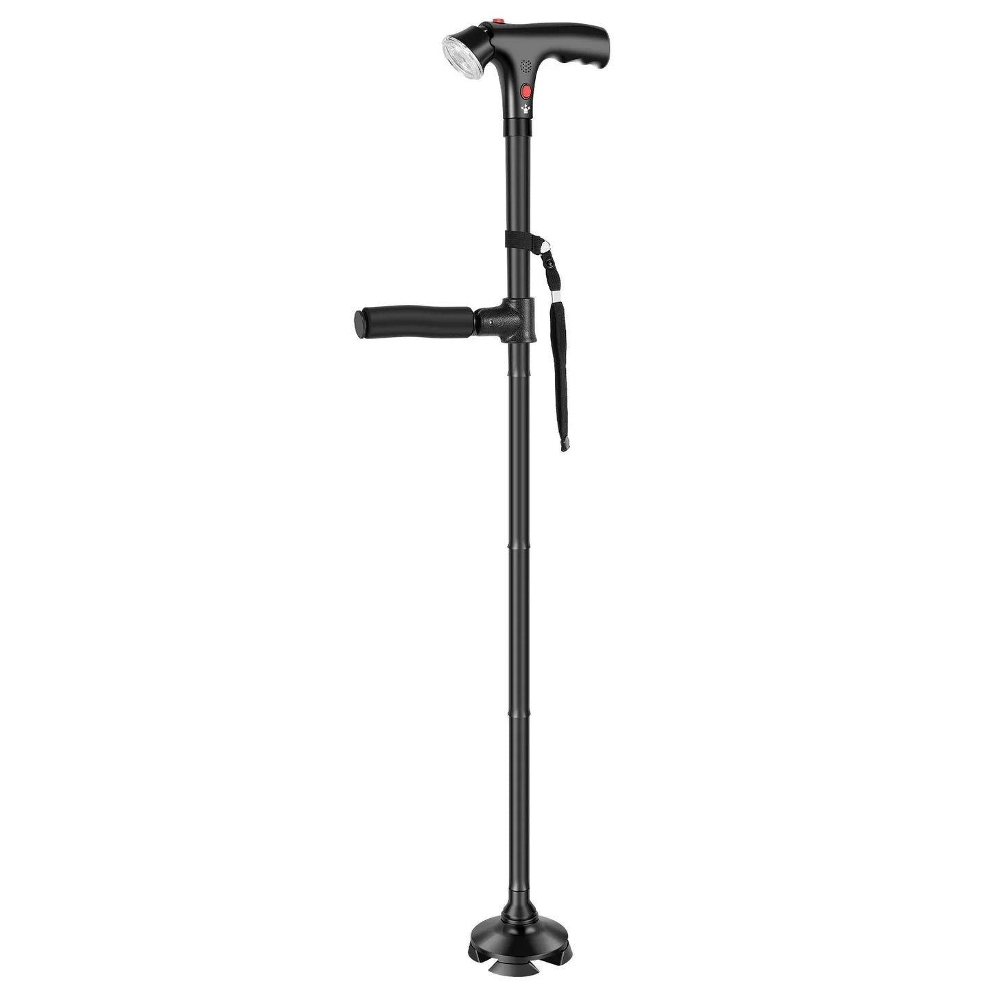 Folding Cane Elder Crutches With LED Light Four-legged Anti Slip Aluminum Alloy Telescopic Walking Cane Flashlight SOS Alarm