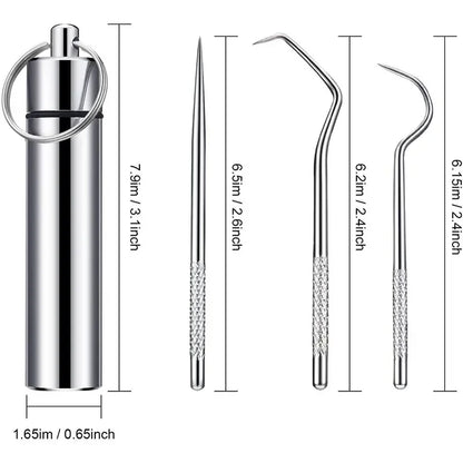 Stainless Steel Toothpick Set Reusable Toothpicks Tooth Flossing Tartar Removal Tool Portable Teeth Cleaner for Tooth Oral Clean