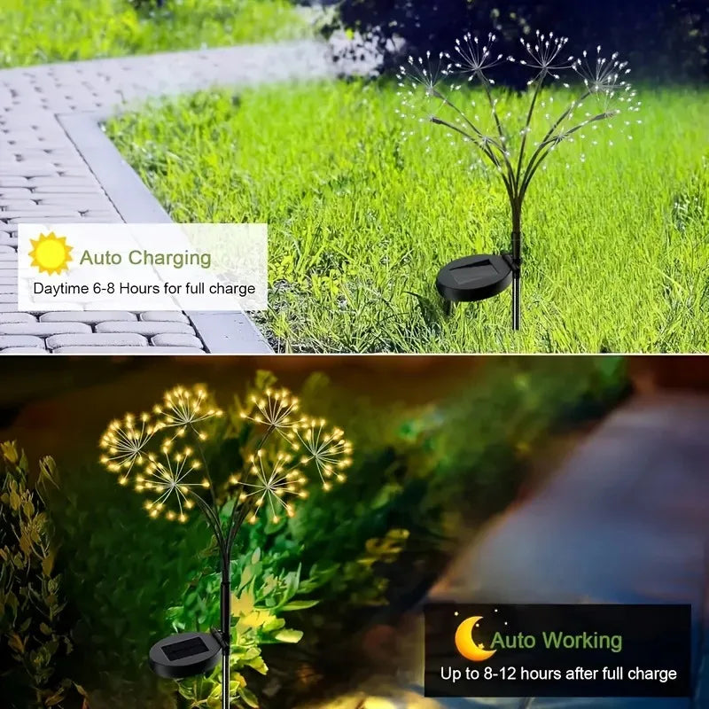 Solar Patio Lamp Solar Firework Sway Lights Outdoor Waterproof Flower Decor Atmosphere for Landscape Garden Yard