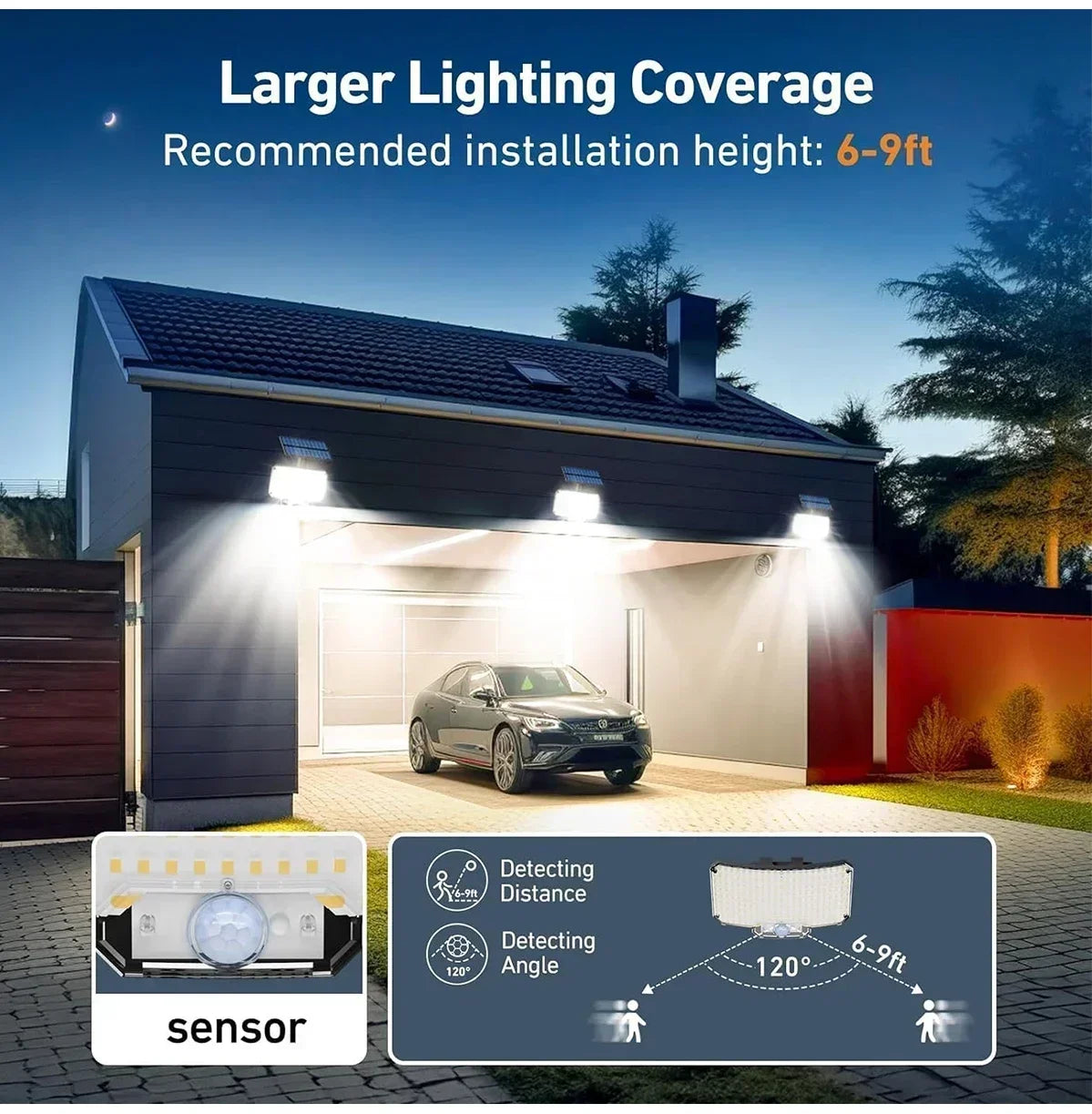234/280 LED Solar Lights for Outside Motion Sensor Solar Flood Lights Waterproof Solar Powered Security Spot Garden Wall Lights