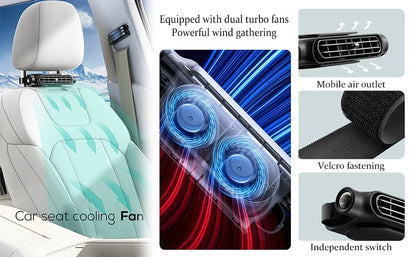 Car Seat Cooling Fan 3 Speed Adjustable 5V USB Car Headrest Cooling Air Fan Car Seat Fan for Front Rear Car Interior Accessories