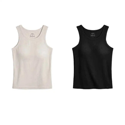 Maden Summer Sleeveless Knitted Tank Tops for Women Solid Color Casual Sports Vest Slim Fit Female Outer Wear Tops