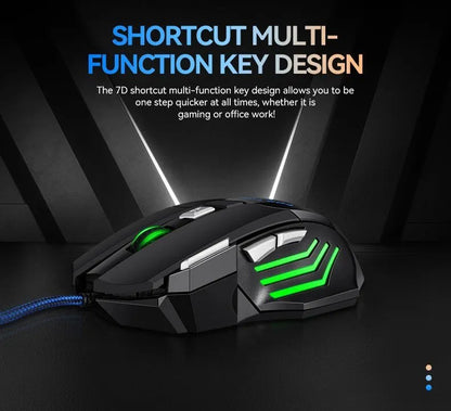 1 PC New Hyperspeed USB Gaming Mouse RGB Backlit Ergonomic Game Mice 7D Esports Wired Mouse for Laptop PC Gamer