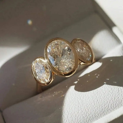Minimalist Goose Egg Shape Synthetic Zirconia Retro Style Fashion Ring Wedding Jewelry for Men Women