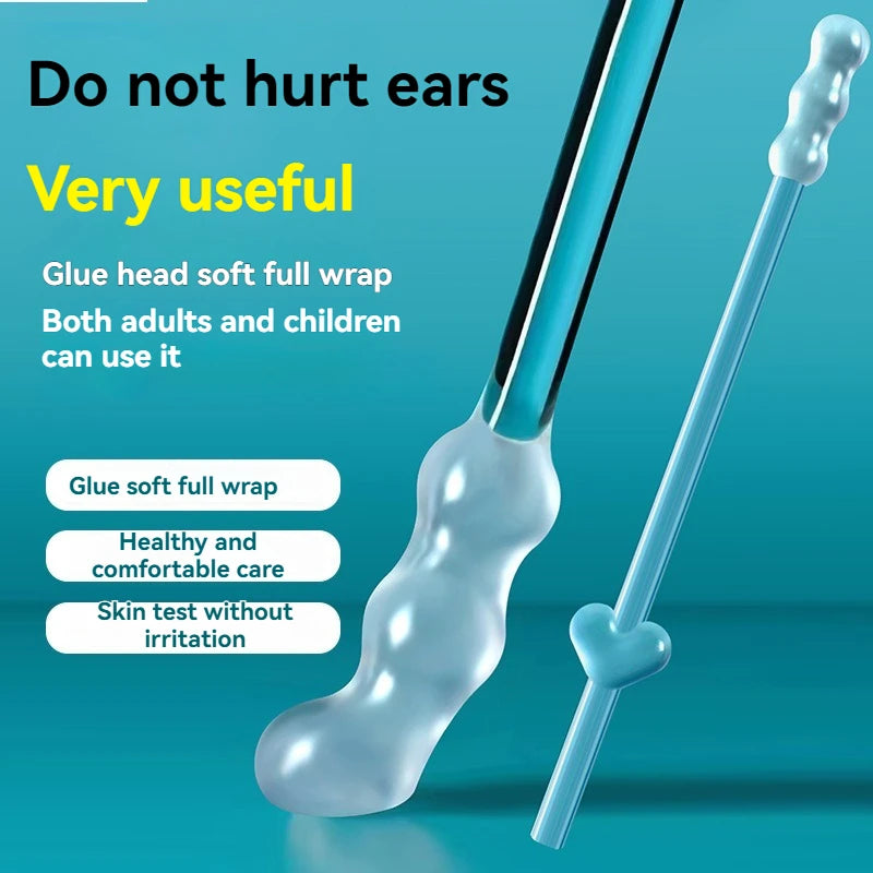 24Pcs/Box Silicone EarWax Remover Sticky Ear Picks Disposable Adhesive Earpick S/L Reusable Ear Cleaner for Kids & Adults