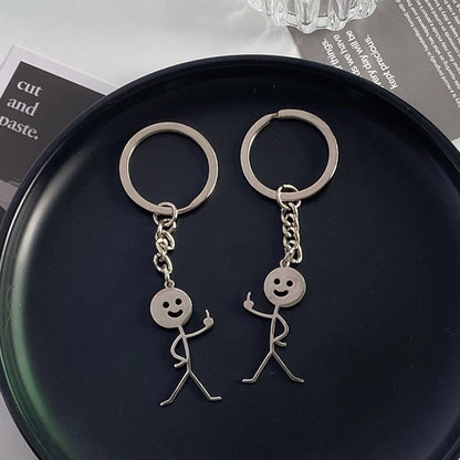 Fun Match People Keychain Creative Car Keyrings Heart To Heart Middle Finger Lovers Key Chain New Bag Pendant Couple'S Gifts