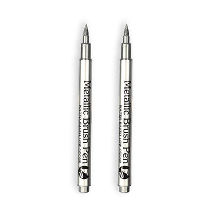 2/1Pc Brush Metallic Marker Pens Gold Silver Color Permanent Art Marker For Manga Crafts Scrapbooking School Stationery Supplies