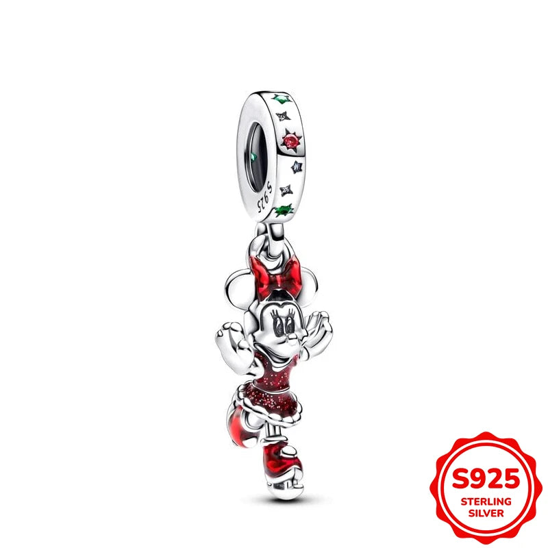 Charms plata de ley Disney Stitch Mickey and Minnie Pendant Beads Fits 3mm Bracelet Necklace For Women Luxury DIY Fine Jewelry