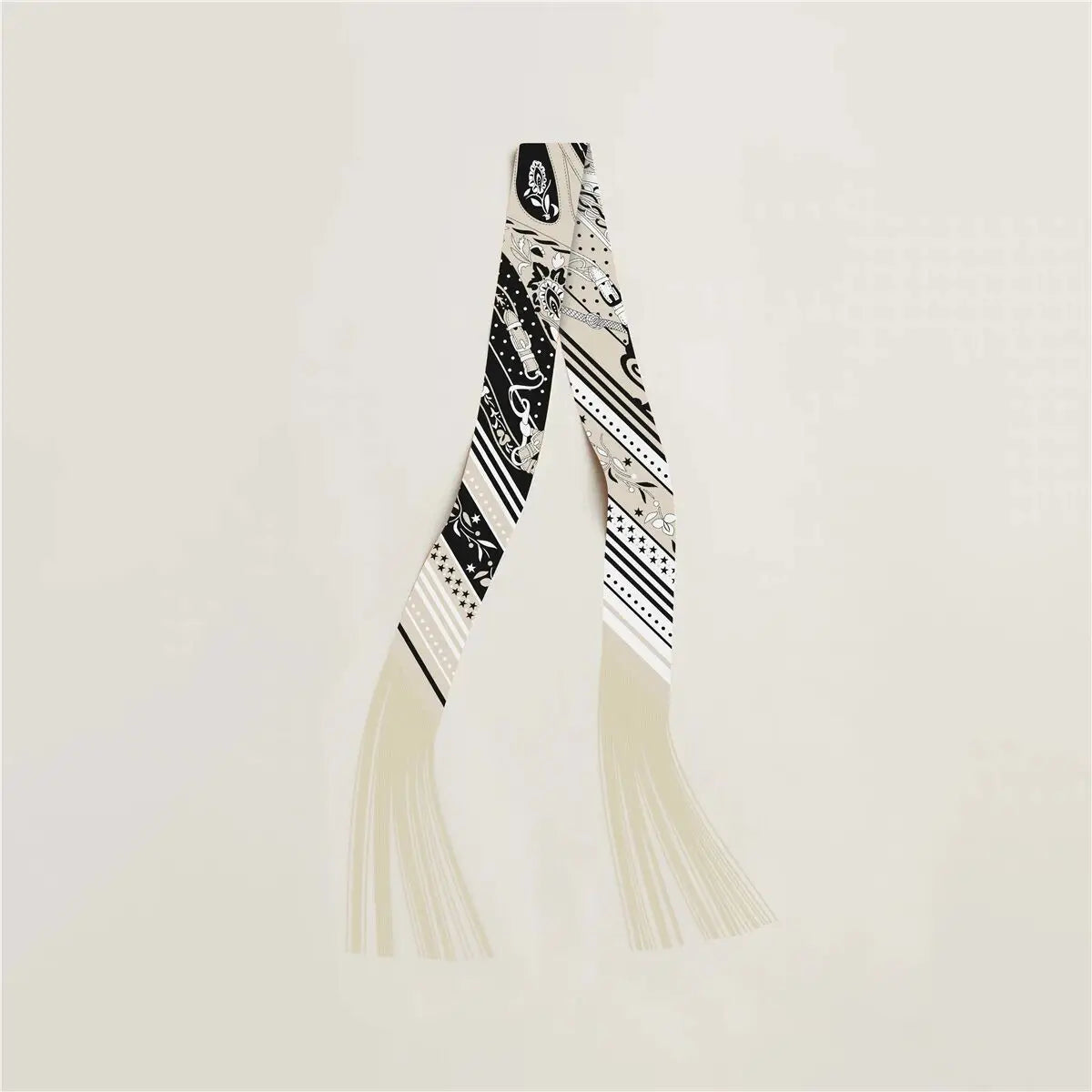 130x5cm Tassel Cashew Print Scarf Women's All-season Twill Silk Decorative Ribbon Multi-purpose Bag Hair Tie Belt Scarf