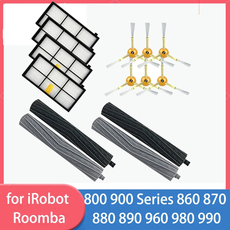 For IRobot Roomba 960 900 891 800 Series Accessories Spare Parts Vacuum Cleaner Replenishment Kit Rubber Side Brush HEPA FILTER