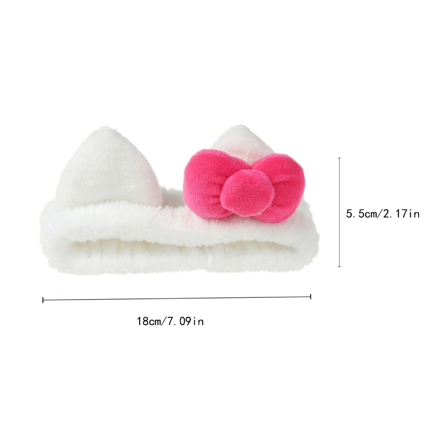 3PCS White Pink Plush Hair Set, Cat Ear Headband & Scrunchies, Cute Fuzzy Hair Accessories, Stylish Daily Hair Decor