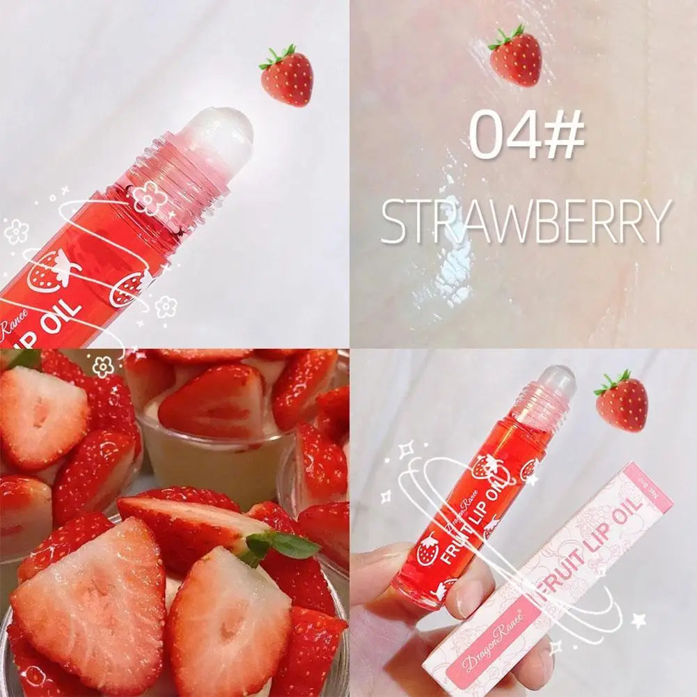 6 Colors Roll-on Fruit Essence Lip Balm Lip Oil Lip Moisturizing Mirror Primer Lip Lipstick Hydrating random Gloss Transparent