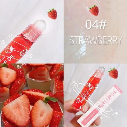 6 Colors Roll-on Fruit Essence Lip Balm Lip Oil Lip Moisturizing Mirror Primer Lip Lipstick Hydrating random Gloss Transparent