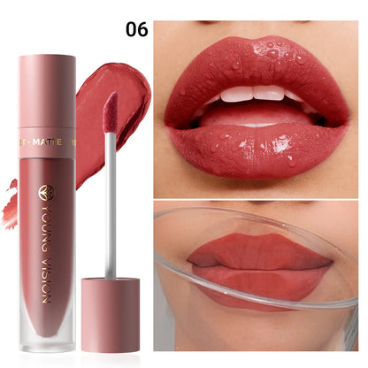 8 Color Nude Brown Matte Liquid Lipstick Velvet Sexy Dark Red Lip Glaze Non-stick Cup Not Easy To Fade Lip Gloss Lipstick Makeup