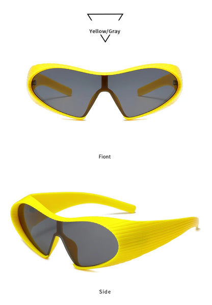 New Alien Uv Resistant Sunglasses, Punk Goggles, Futuristic Y2k Large Frame Integrated Sunglasses 7751