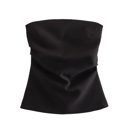 MUJER off Shoulder Crop Top Woman Ruched Backless Tube Top Women Summer Corset Top Female Sexy Tanks Camis Tops for Women 2025