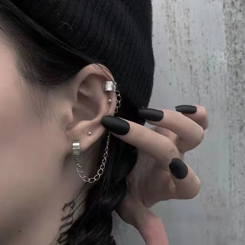 1 Pcs Stainless Steel Painless Ear Clip Earrings for Men Women, Punk Silver Color Non Piercing Fake Earrings Jewelry Gifts
