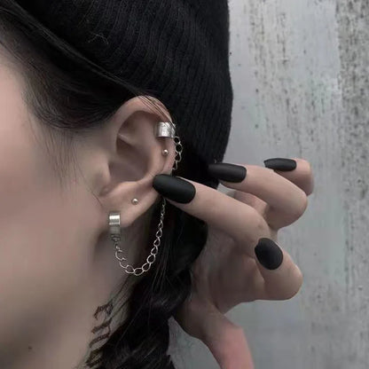 1 Pcs Stainless Steel Painless Ear Clip Earrings for Men Women, Punk Silver Color Non Piercing Fake Earrings Jewelry Gifts