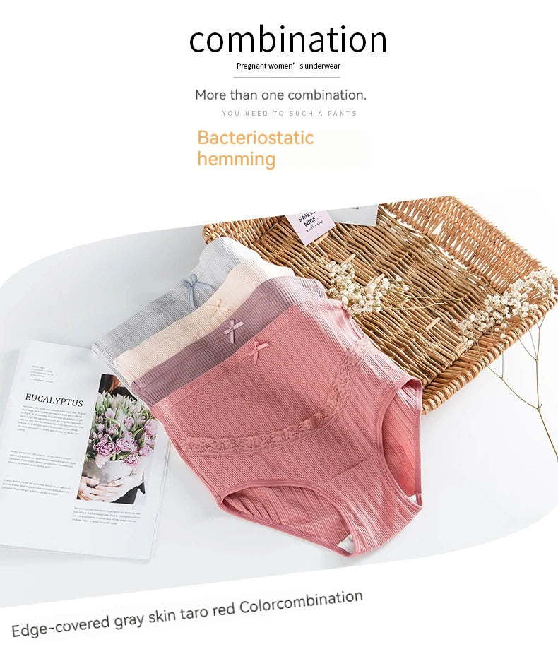 Pure Cotton Comfortable Traceless Underwear For Pregnant Women With High Waist and Adjustable Belly Support During Pregnancy