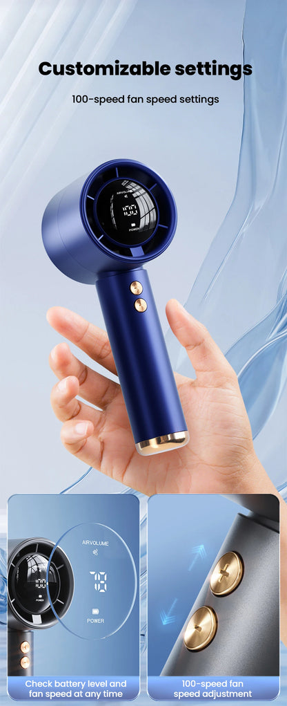 New Mini Handheld Fan USB Fast Charging Portable Silent High-speed Led Display High Wind Power Fan For Travel Outdoor Activities