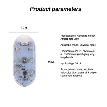 1 pc Multi Color Car Light Wireless LED Touch Light Roof Light Sensor Read Lamp Mini USB Charging Light Car Interior Accsesories