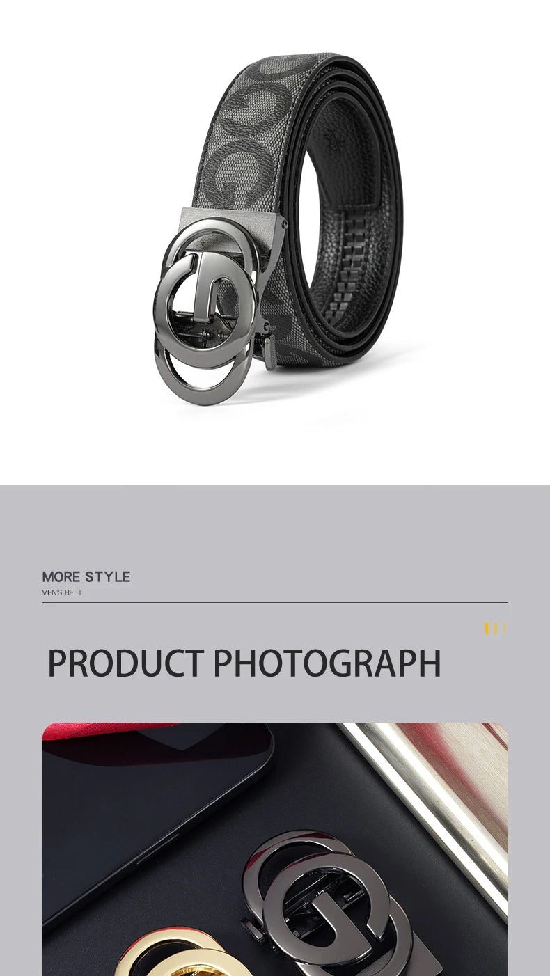High Quality 3.4cm Leather Business Men High-Quality Designer Male Buckle Strap Jeans Accessory