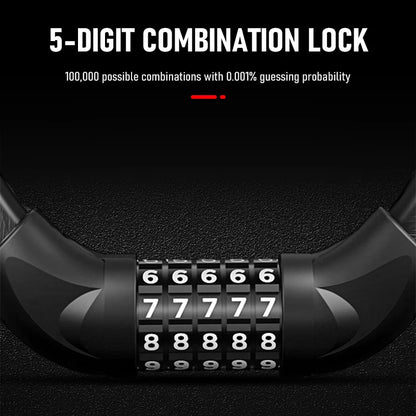 5-Digit Combination Bike Lock - Heavy-Duty Universal Bicycle Lock for Mountain Bike/Scooter/&Motorcycles - Anti-Theft Protection
