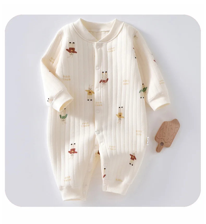 3 Layers Newborn Jumpsuit Cotton Bear Bunny Cartoon Baby Romper Autumn Winter Toddler Outfit Infant Onesie Kids Boy Girl Clothes